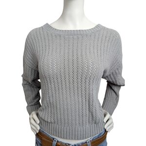 Soft Chenille Cropped Green Sweater | Minimalist Knit | Size S